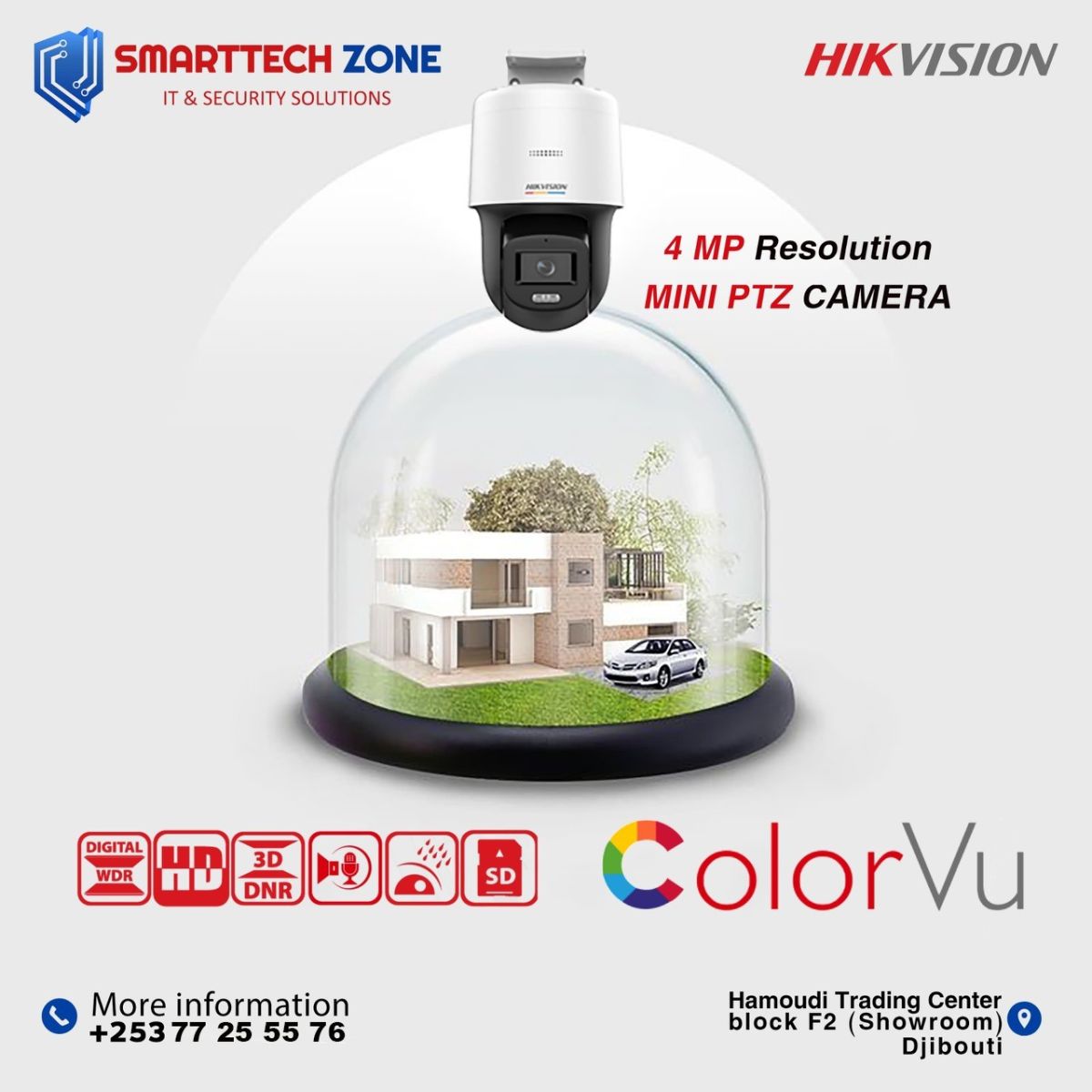 Caméra Mini PTZ Hikvision 4 MP ColorVu – Surveillance intelligente haute définition