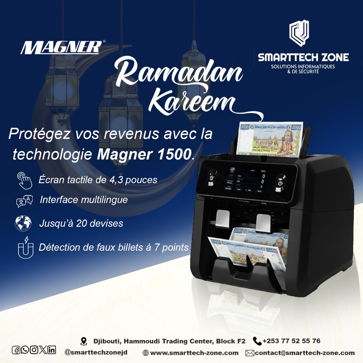 Compteuse de billets professionnelle Magner 1500 – Détection avancée des faux billets