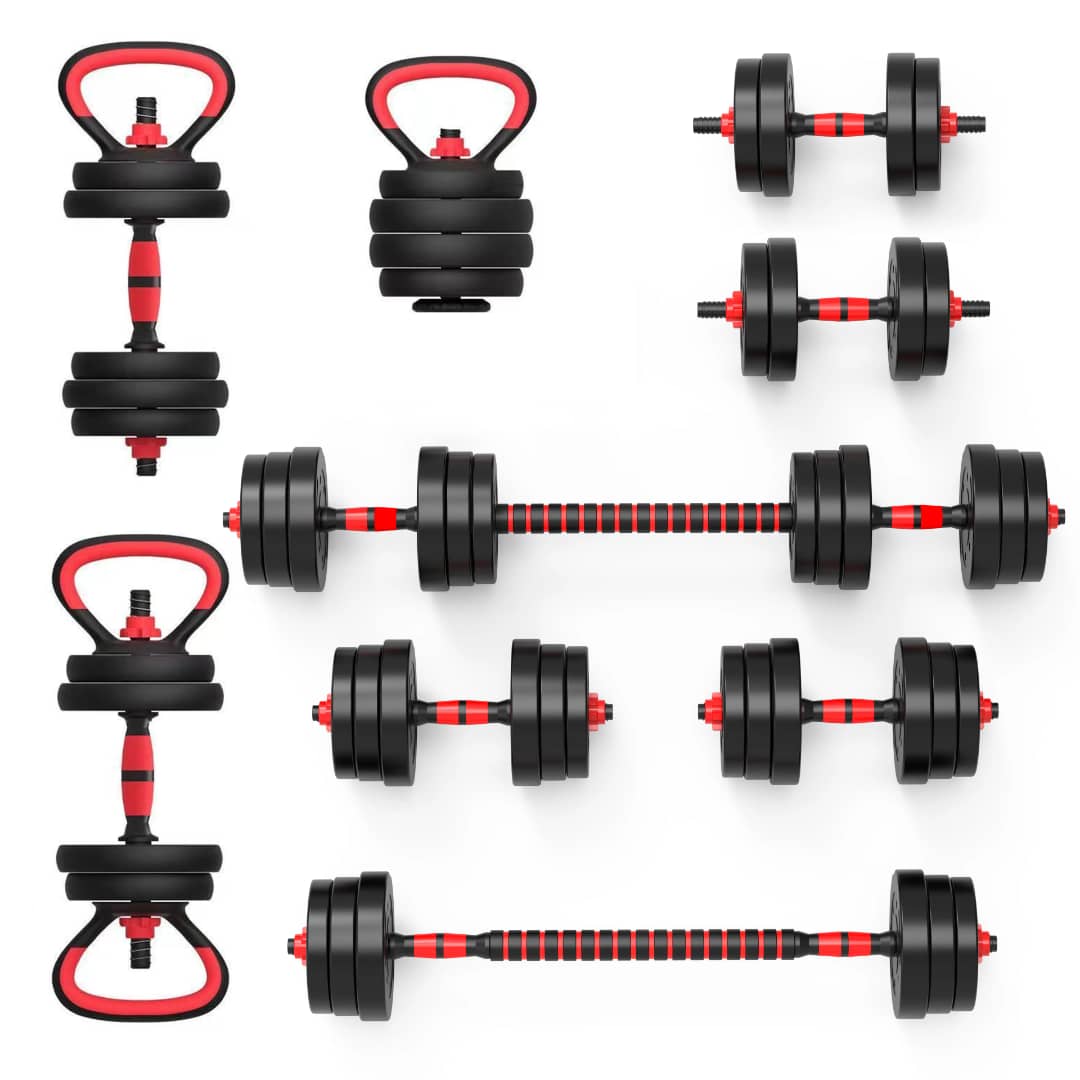 Haltères en caoutchouc 30kg pour exercices à la maison