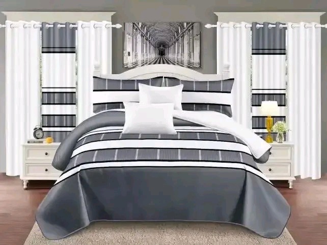 Parures de lit en coton turc + 6 rideaux assortis