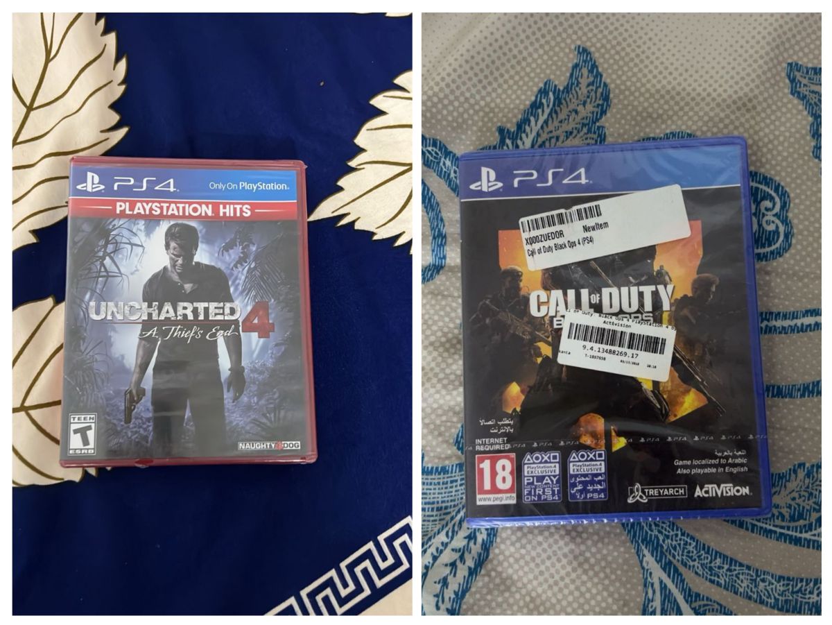 Jeux PS4 Call of Duty Black Ops 4 et Uncharted 4 neufs