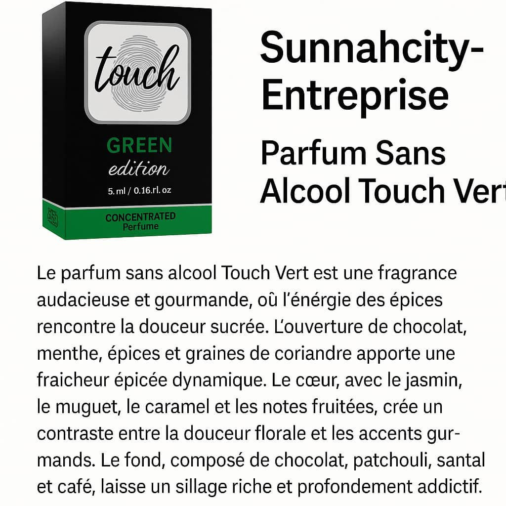 Parfum concentré sans alcool Touch Jaune,Chaussures cuir et petit cola