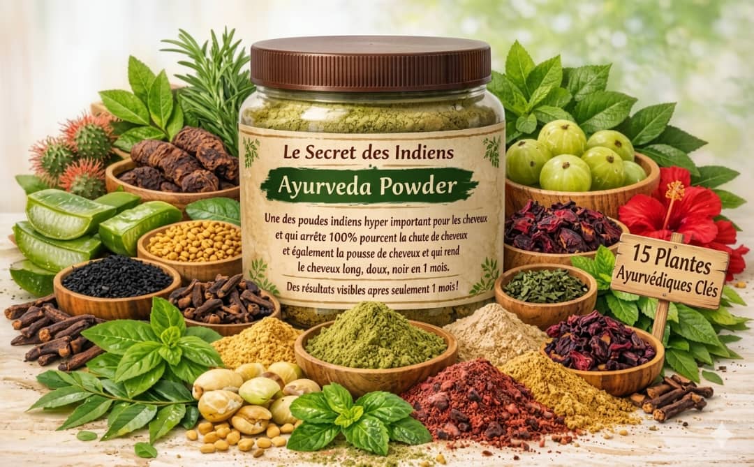 Poudres Indiennes Ayurvédiques pour des Cheveux Forts et Brillants