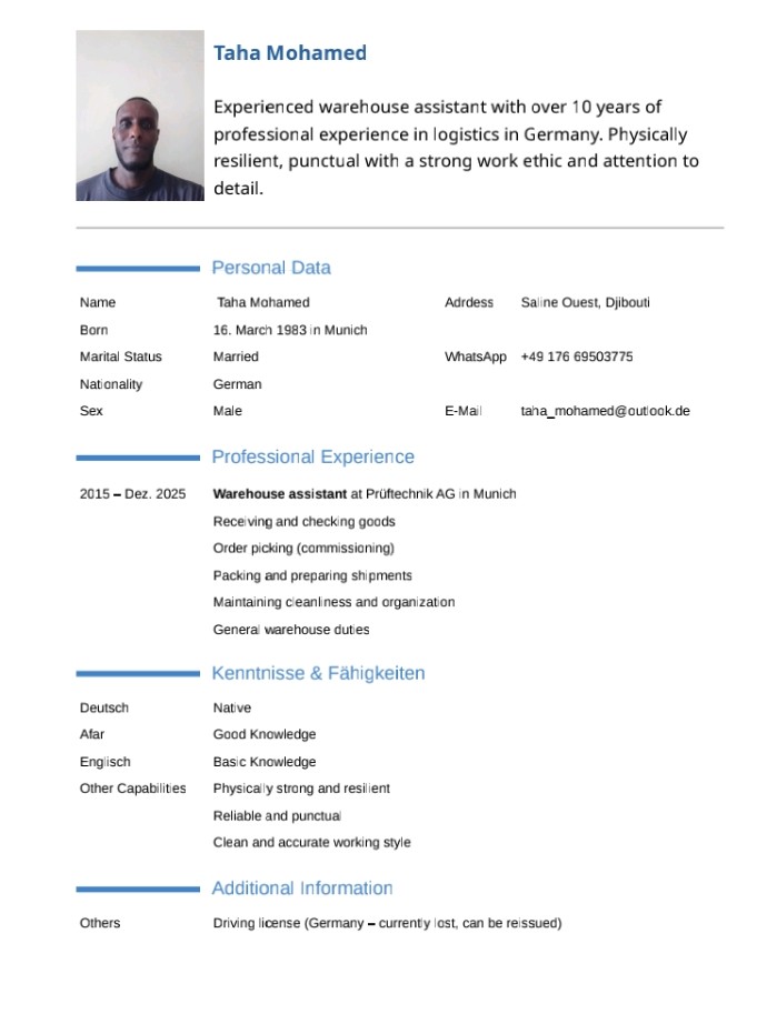 Aide-entrepôt expérimenté à la recherche d\'un poste