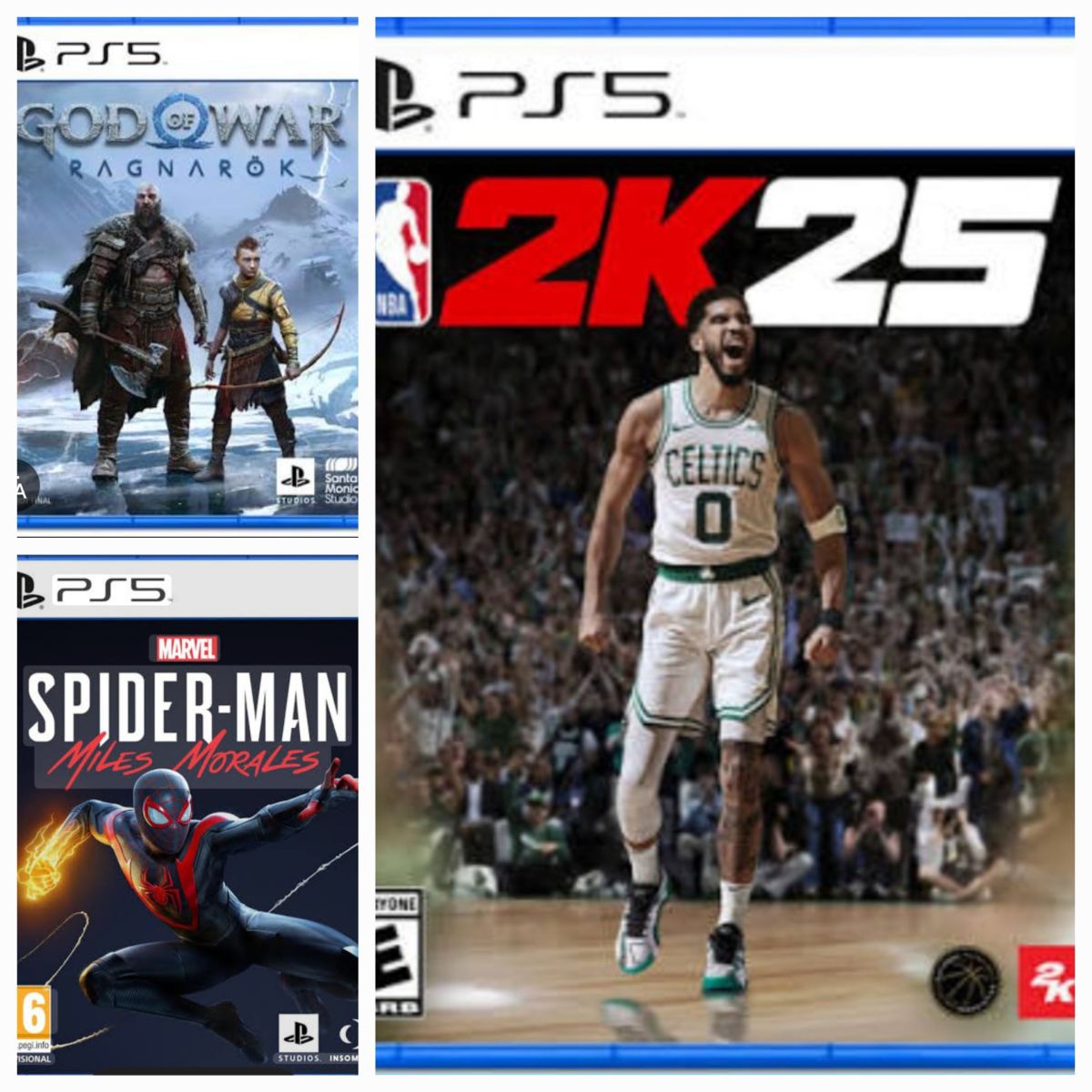Lot de 3 jeux PS5 NBA 2K25, God of War Ragnarok, Spiderman Miles Morales