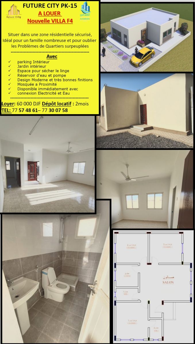 Villa F3 sécurisée à louer à PK15 Future City