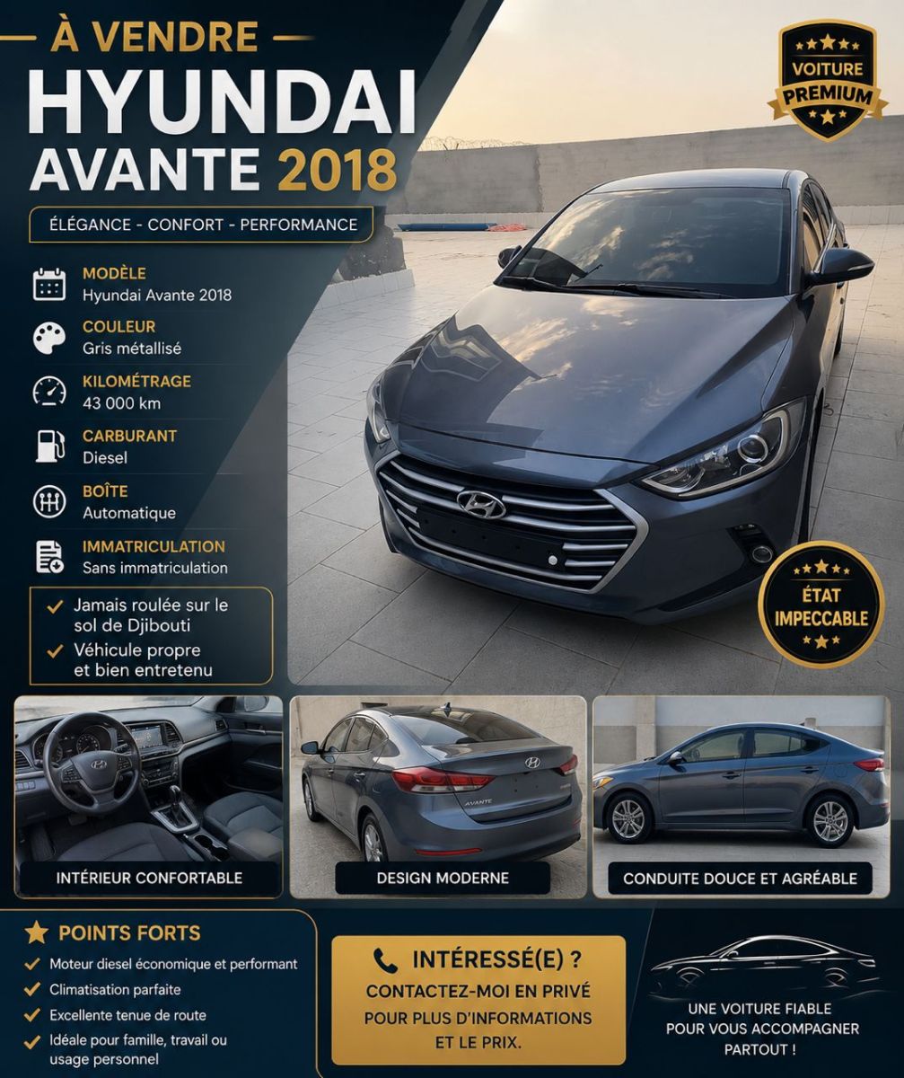 Hyundai Avante 2018 diesel boîte automatique en excellent état