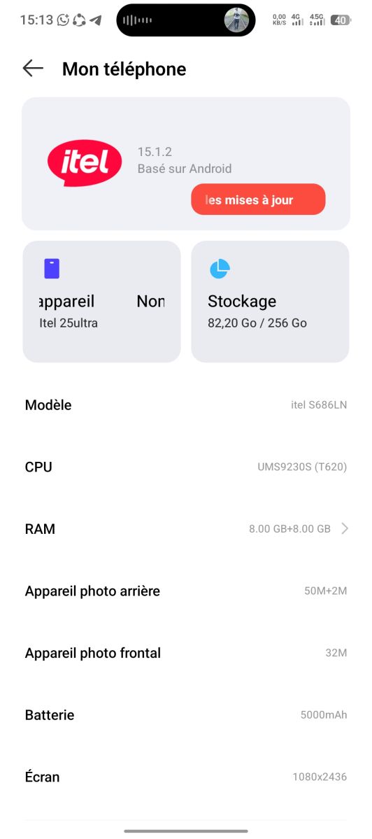 Itel 25 Ultra en très bon état, batterie longue durée