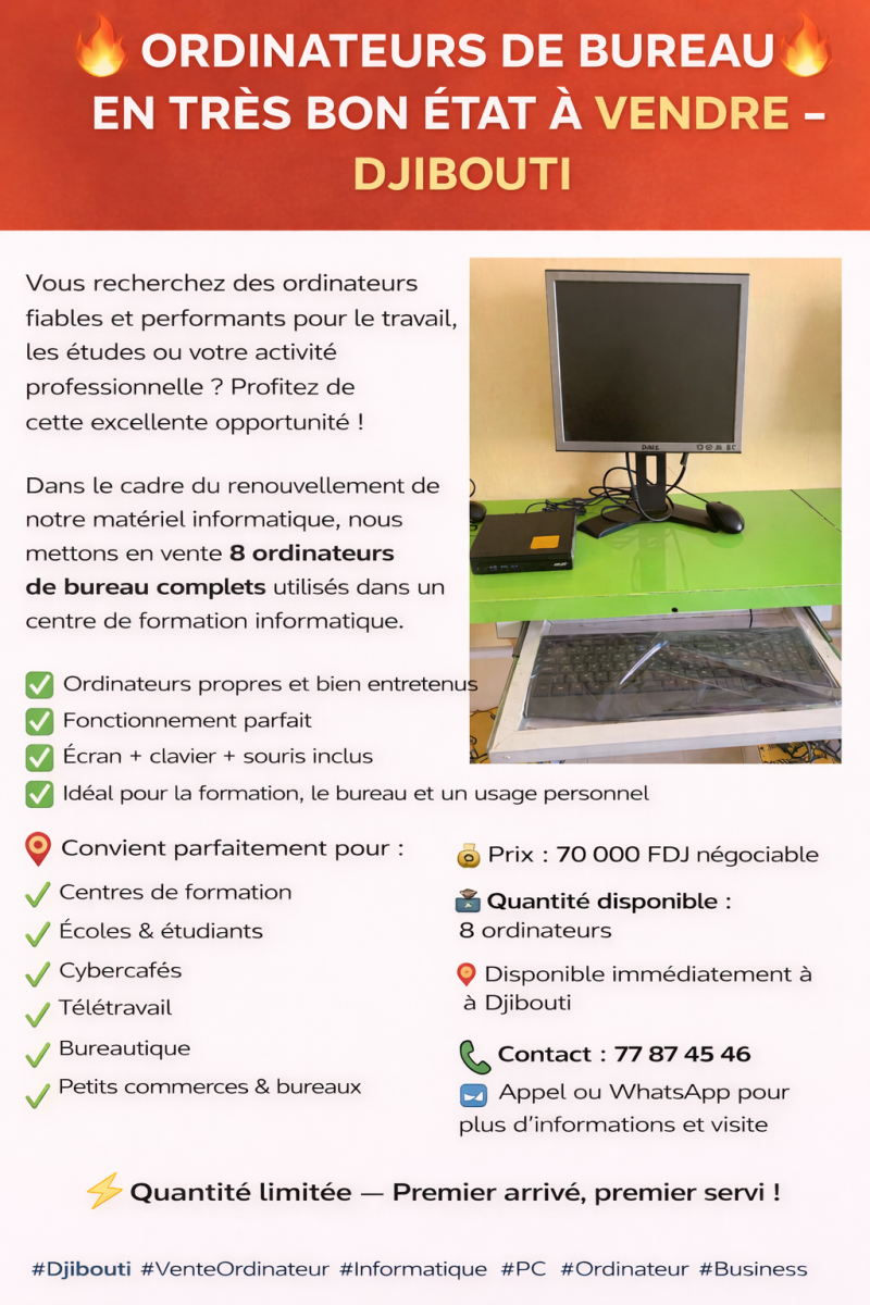 Ordinateur de bureau complet en excellent état