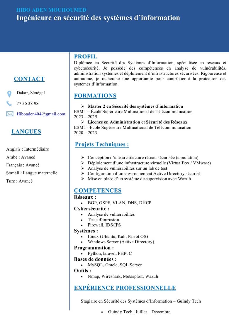 Ingénieure en cybersécurité spécialisée en réseaux et systèmes