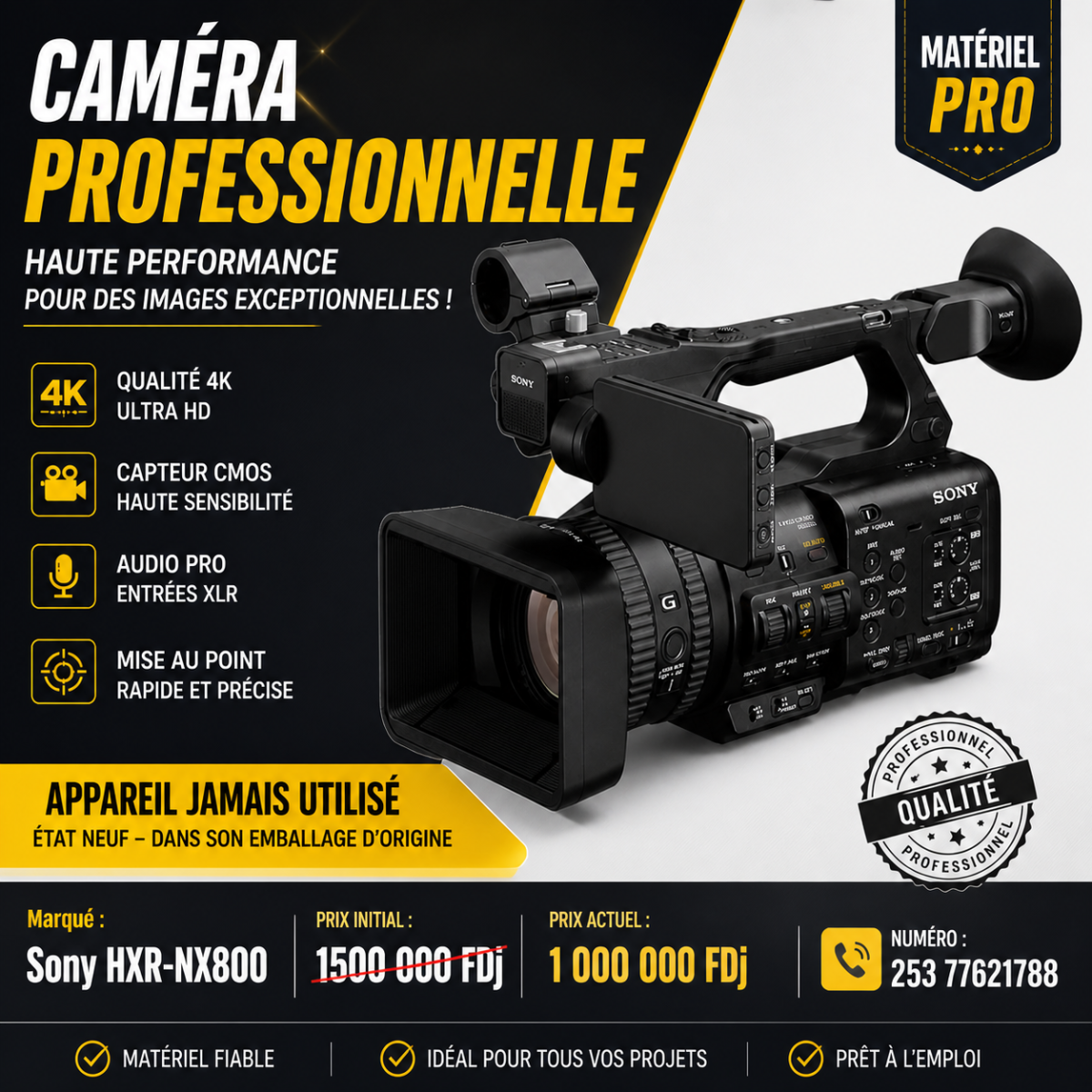 Caméra professionnelle Sony HXR-NX800 neuve