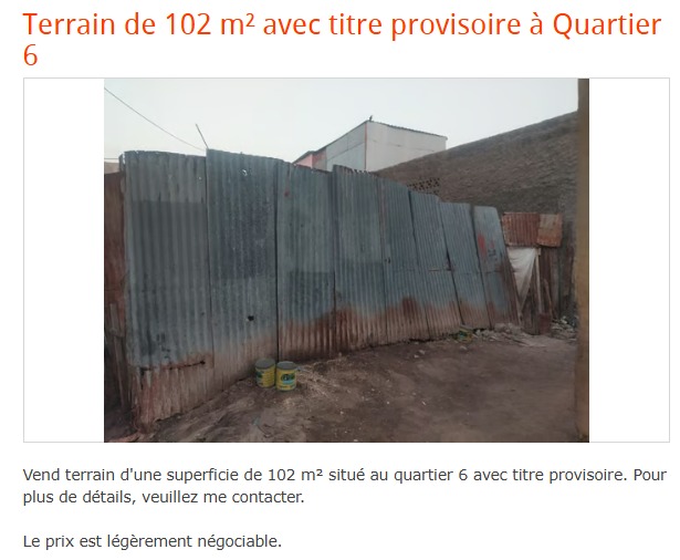 Terrain stratégique avec titre provisoire à Q6