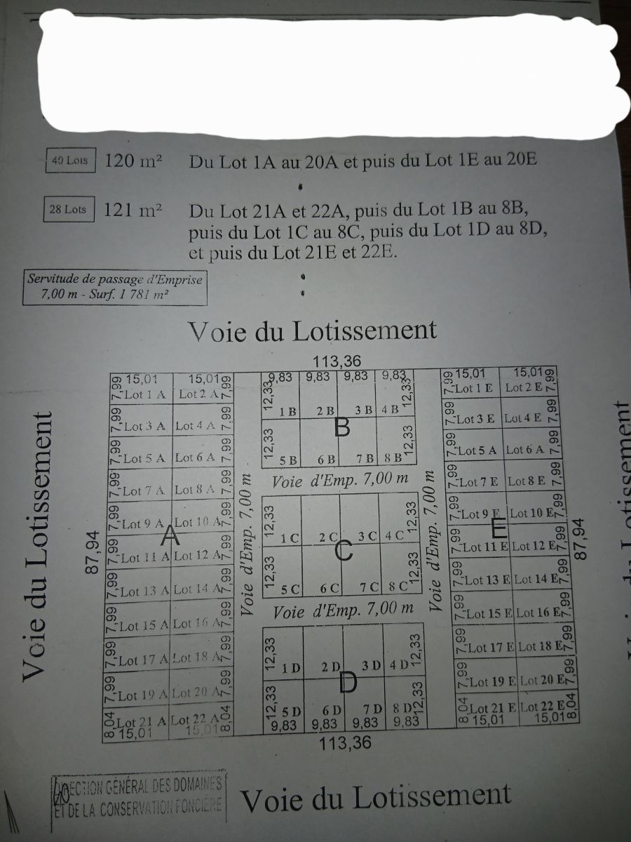 Terrains 120-121 m² en emplacement stratégique à Cité Nassib