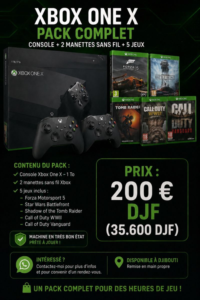 Xbox One X 1 To avec manettes et jeux inclus