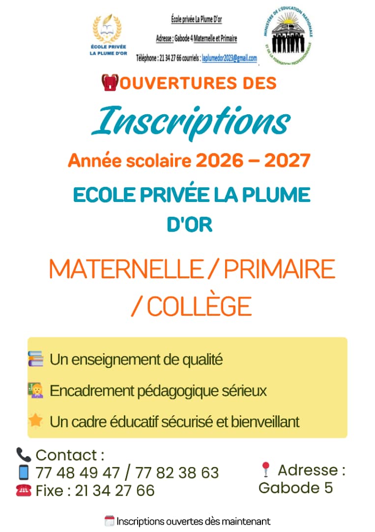 Inscriptions ouvertes à l\'École Privée La Plume d\'Or