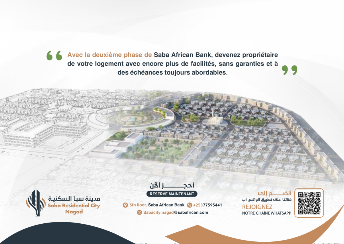 Cité Résidentielle Saba – Nagad – Maisons à partir de 13,9 M DJF