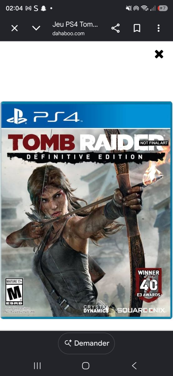 Tomb Raider pour PlayStation 4 en bon état