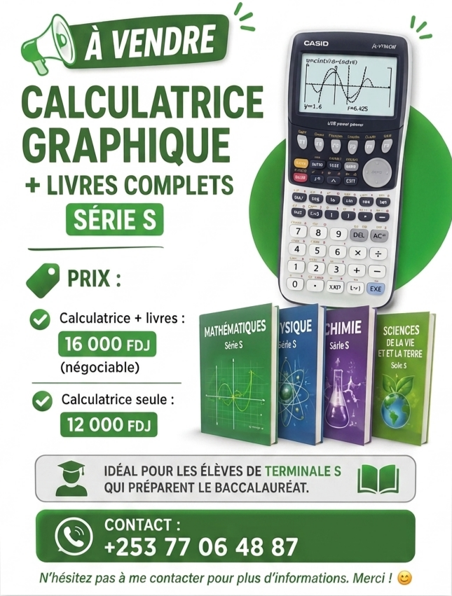 Calculatrice graphique Casio en excellent état avec livres Terminale S