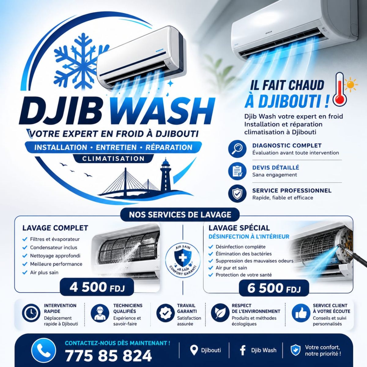 Service de lavage et installation climatisation
