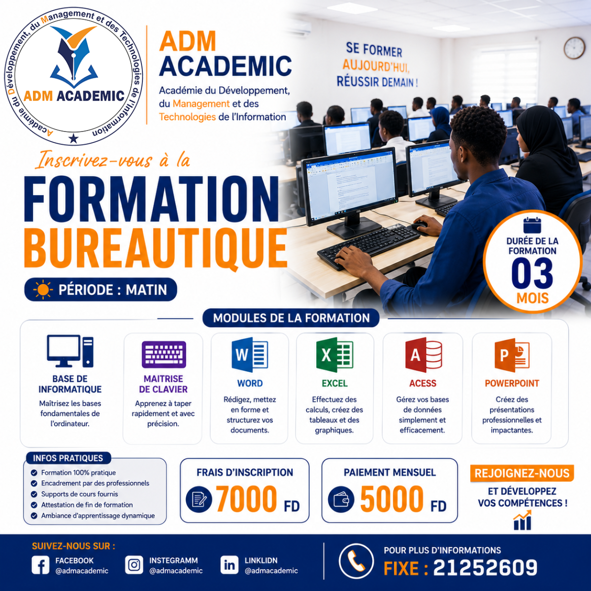 Formation bureautique pratique avec certificat ADM Academic