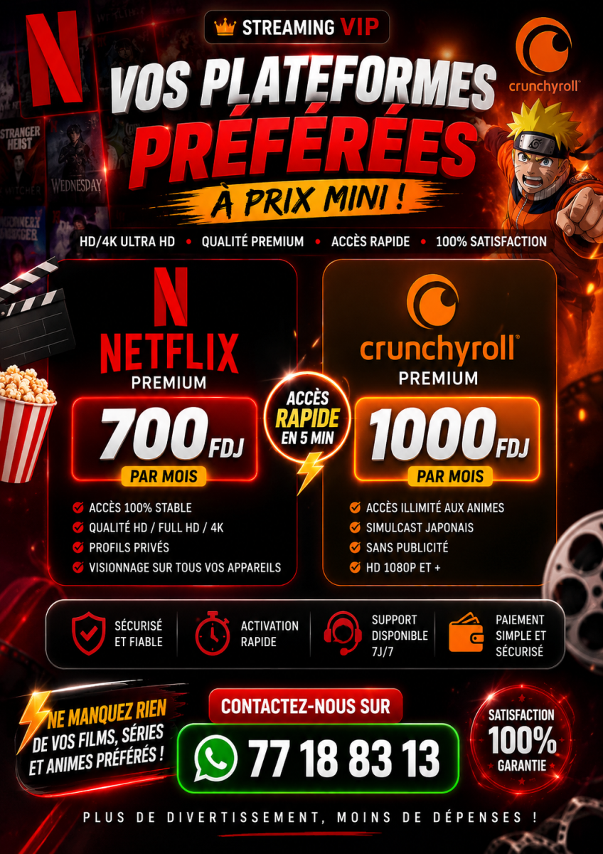 Abonnements Netflix et Crunchyroll disponibles