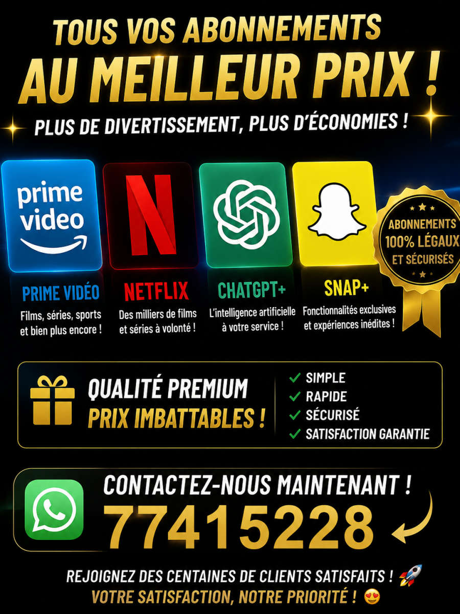 Abonnements Premium Netflix, Prime Video et ChatGPT Plus pas cher