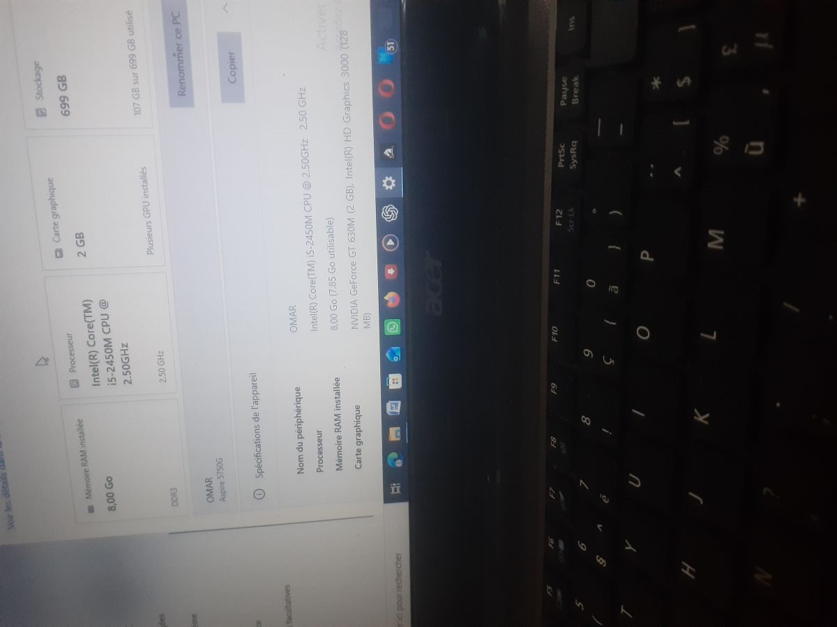 Ordinateur Portable Acer Aspire 5750G Core i5 8 Go RAM
