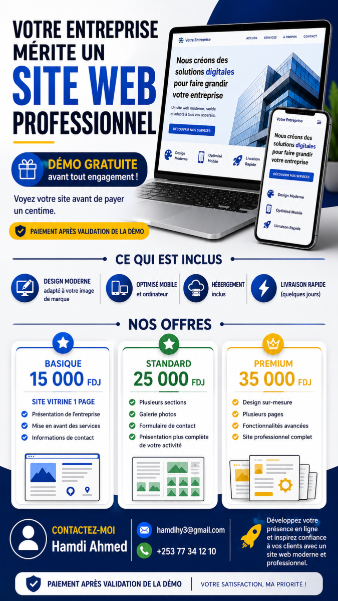 Création de site web professionnel moderne et adapté