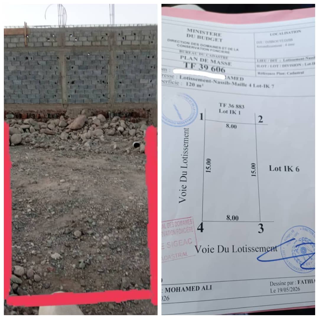 Terrain d\'angle 120 m² avec titre foncier à Nassib Maille 4