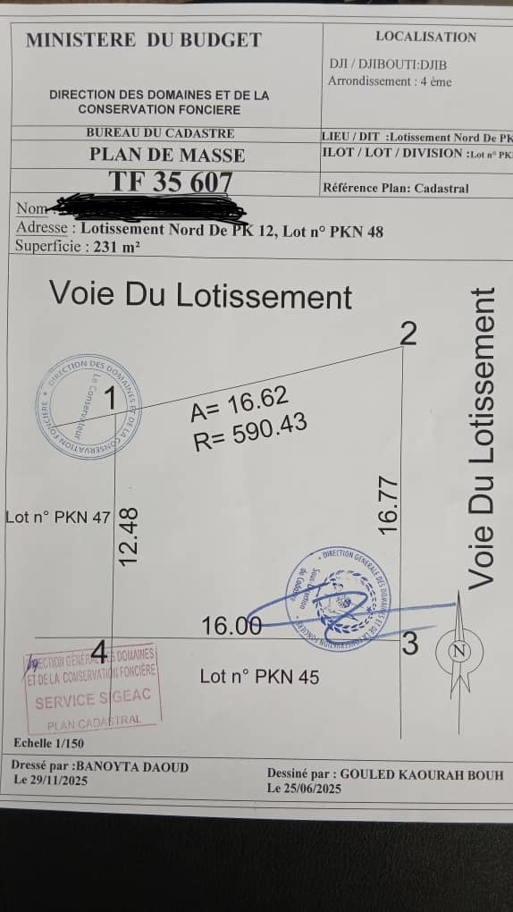 Parcelle viabilisée 231 m² à PK12 Nord avec deux façades