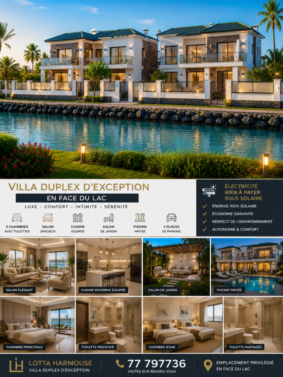 Villa duplex F7 avec vue mer et piscine à Haramouse Lottah