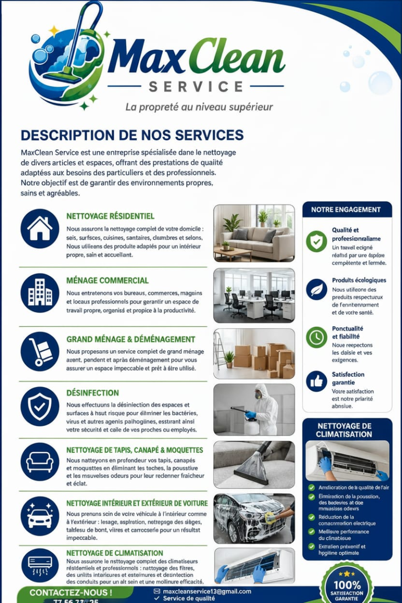 Service de nettoyage professionnel multi-services - MaxClean