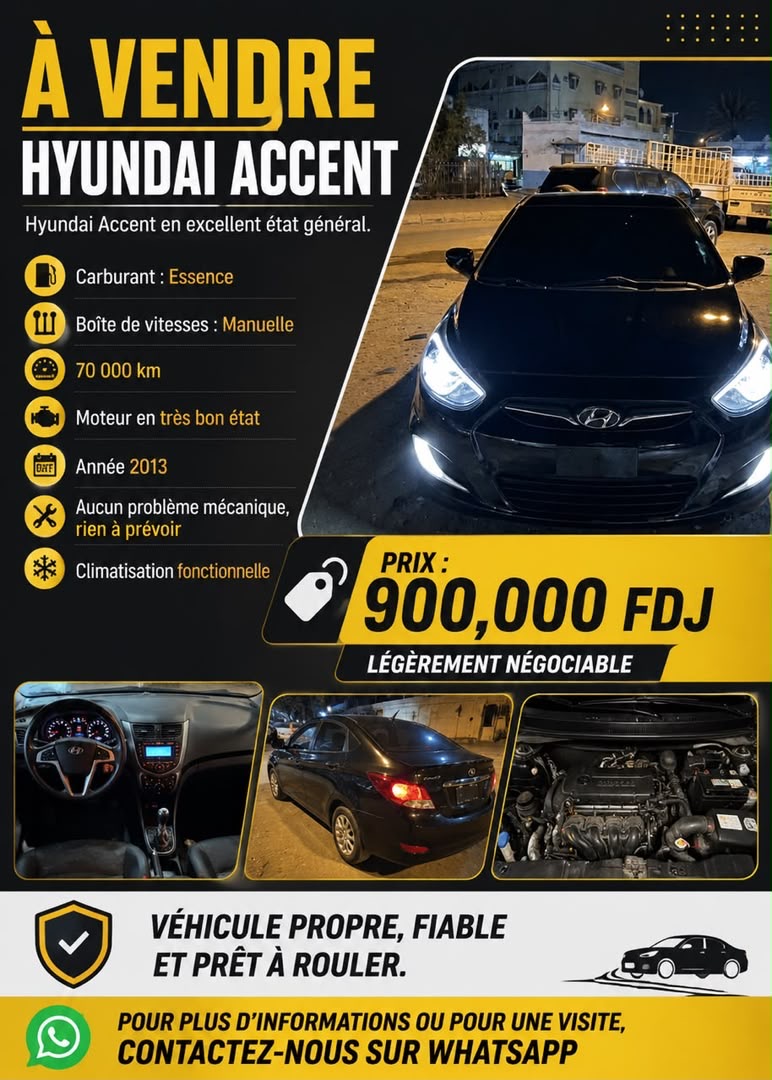 Hyundai Accent 2013 essence boîte manuelle en excellent état