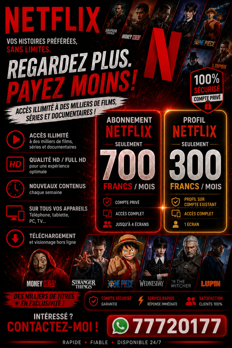 Abonnement Netflix Premium illimité à prix réduit