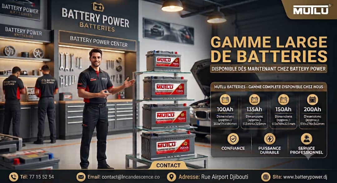 Batteries Mutlu pour véhicules disponibles à Djibouti