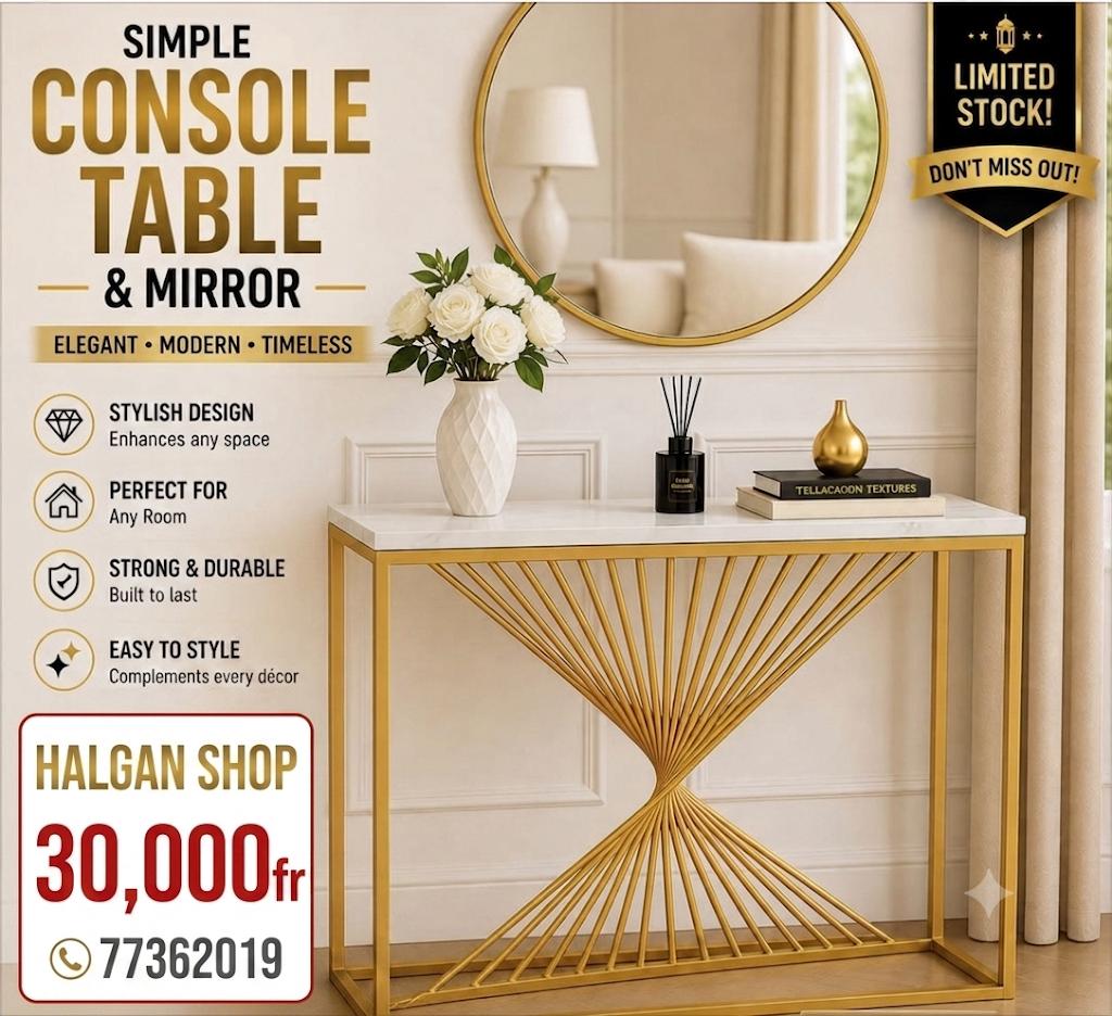 Console moderne avec miroir à prix promotionnel
