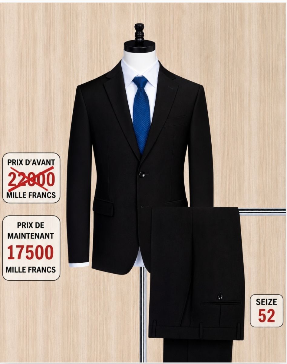 Costume noir homme élégant et moderne, coupe ajustée