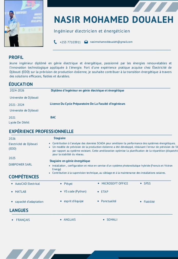 Ingénieur Électrique Junior spécialisé en Énergies Renouvelables