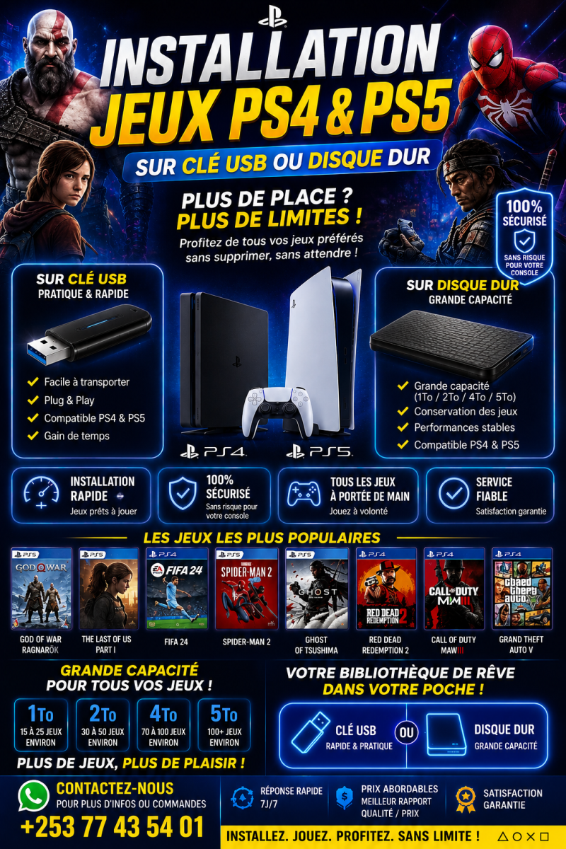 Installation rapide de jeux PS4 et PS5 sur clé USB ou disque dur