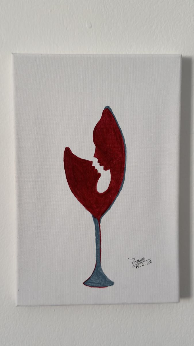 Tableau acrylique original Love in a glass