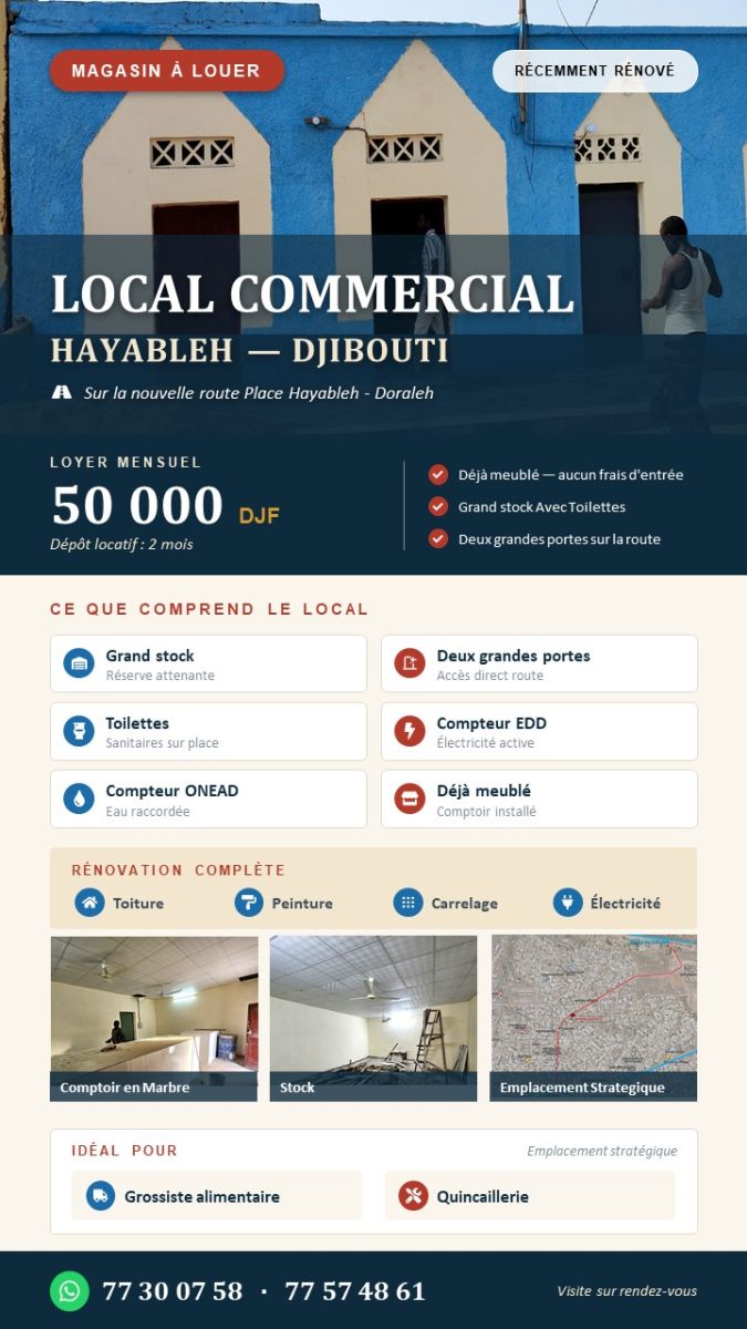 Magasin meublé rénové avec grand stock Hayableh route stratégique