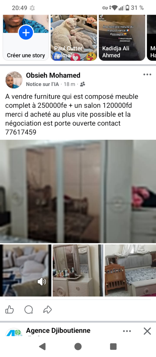 Salon complet avec meubles neufs