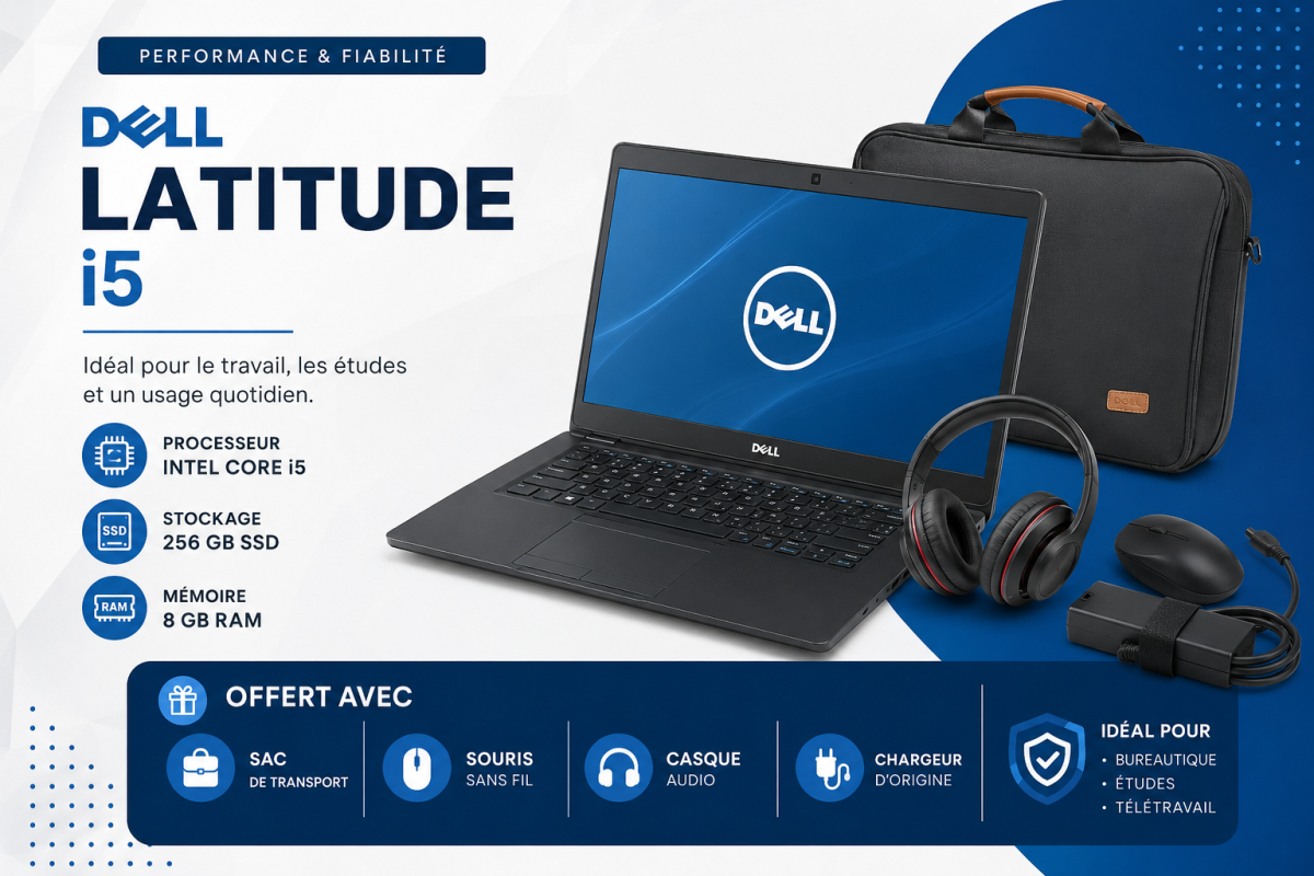 Dell Latitude Core i5 8 Go RAM 256 Go SSD avec accessoires