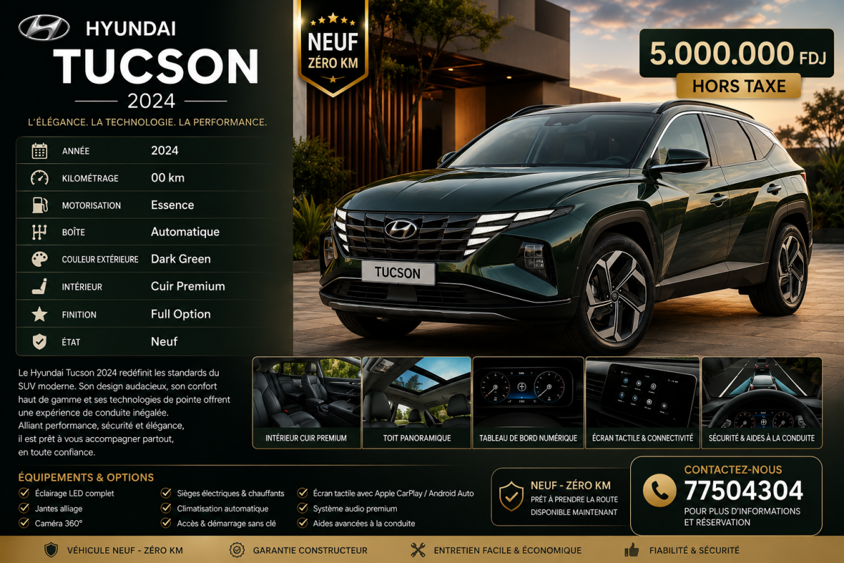 Hyundai Tucson 2024 essence, boîte automatique, neuf
