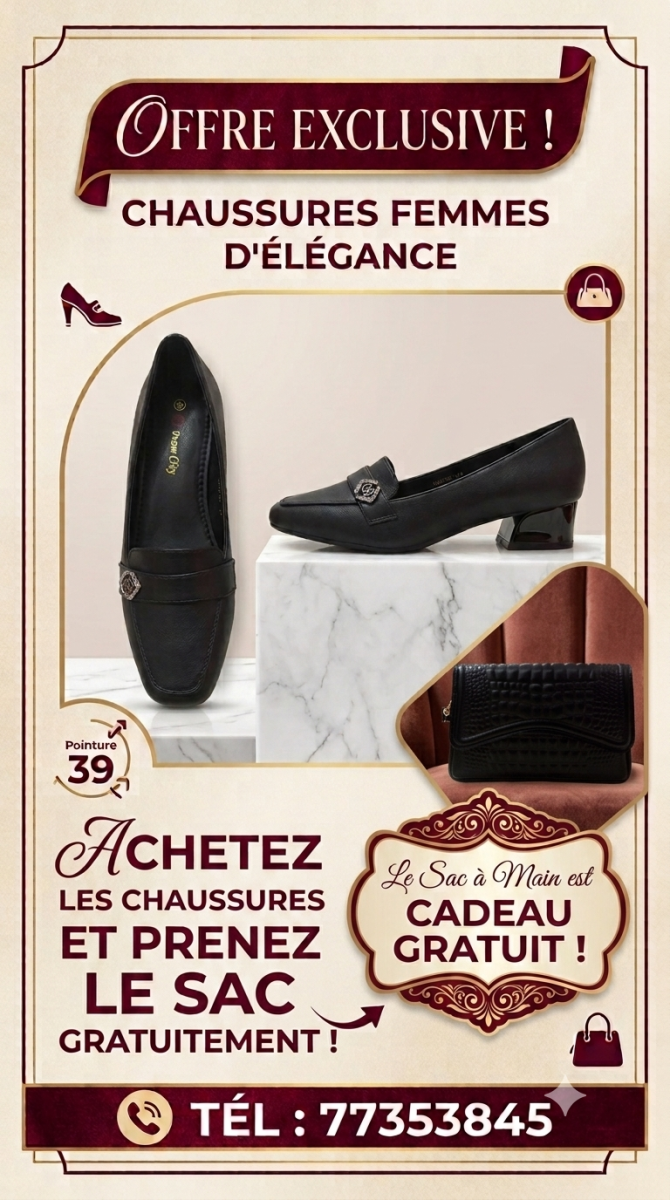 Elegant Black Office Heels with Free Bag Offer