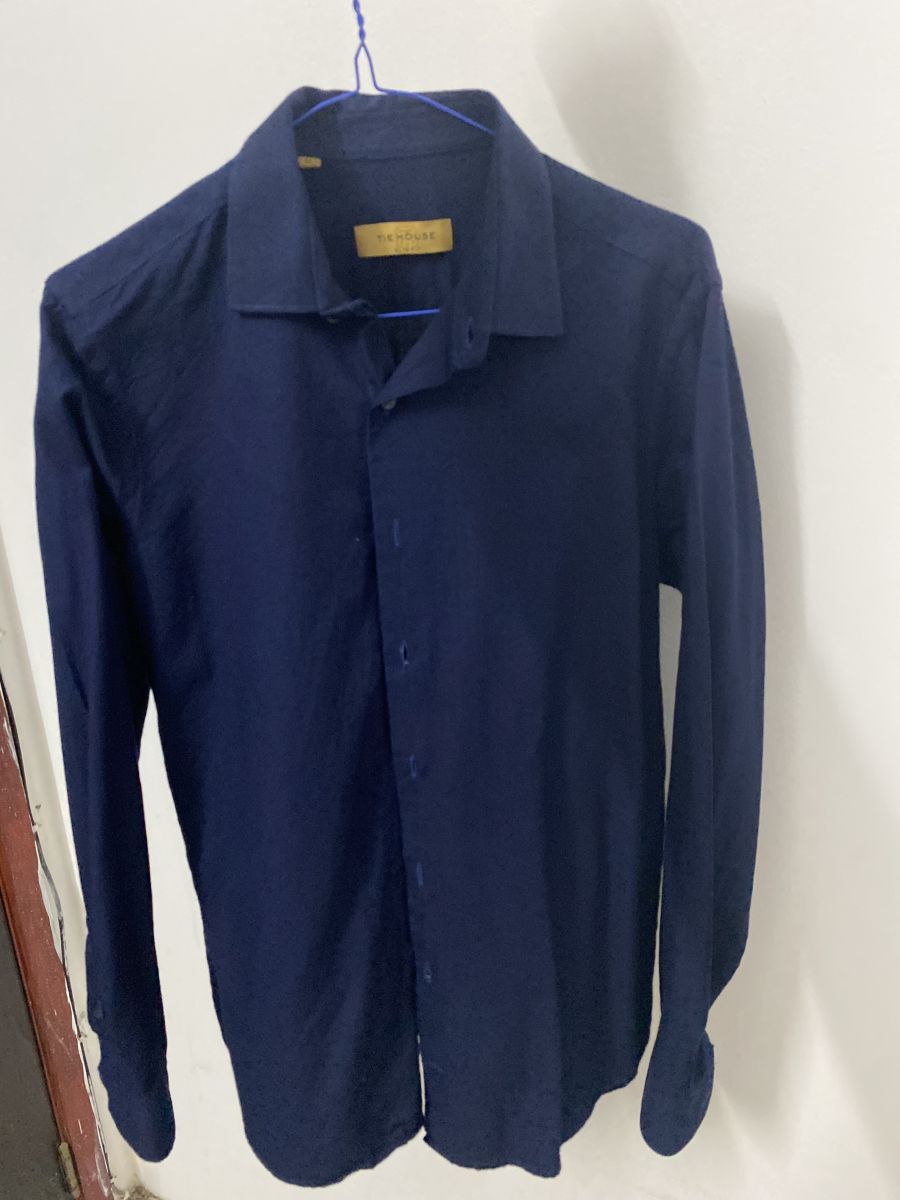 Chemise en maille bleu marine taille M de qualité supérieure