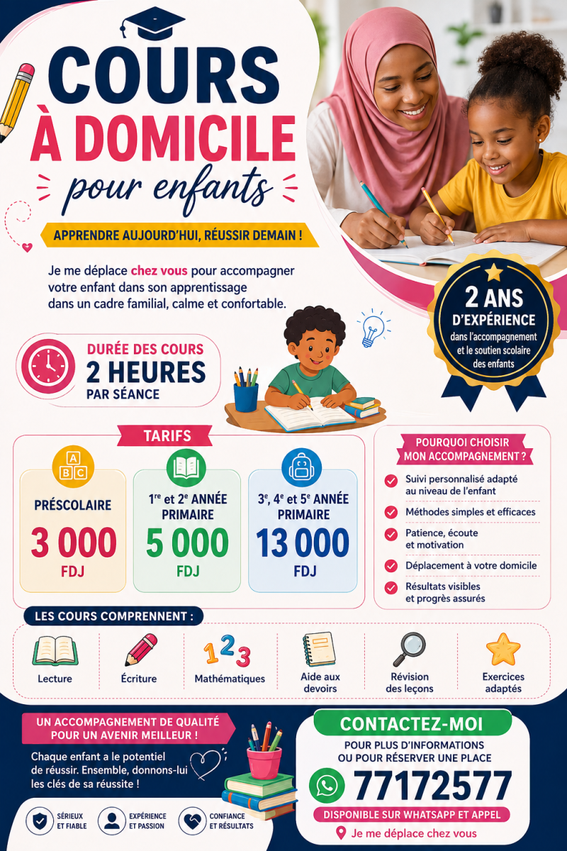 Cours à domicile pour enfants avec accompagnement complet