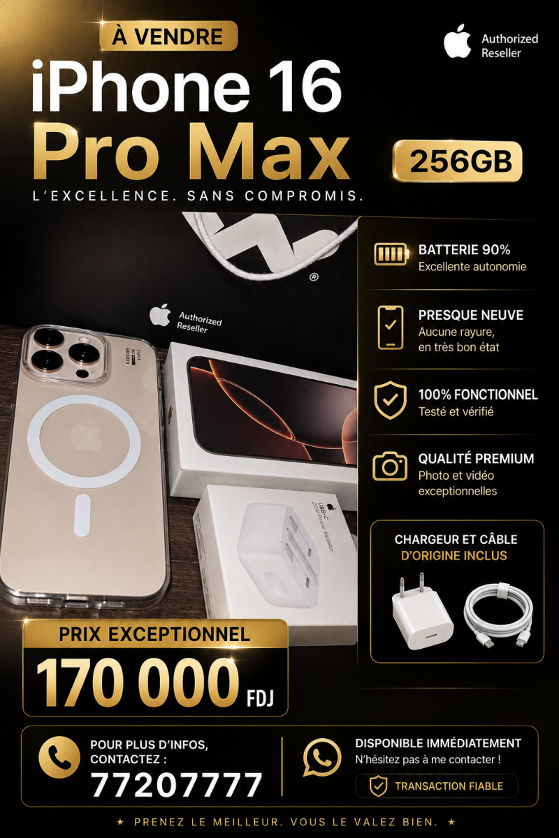 iPhone 16 Pro Max Gold en excellent état