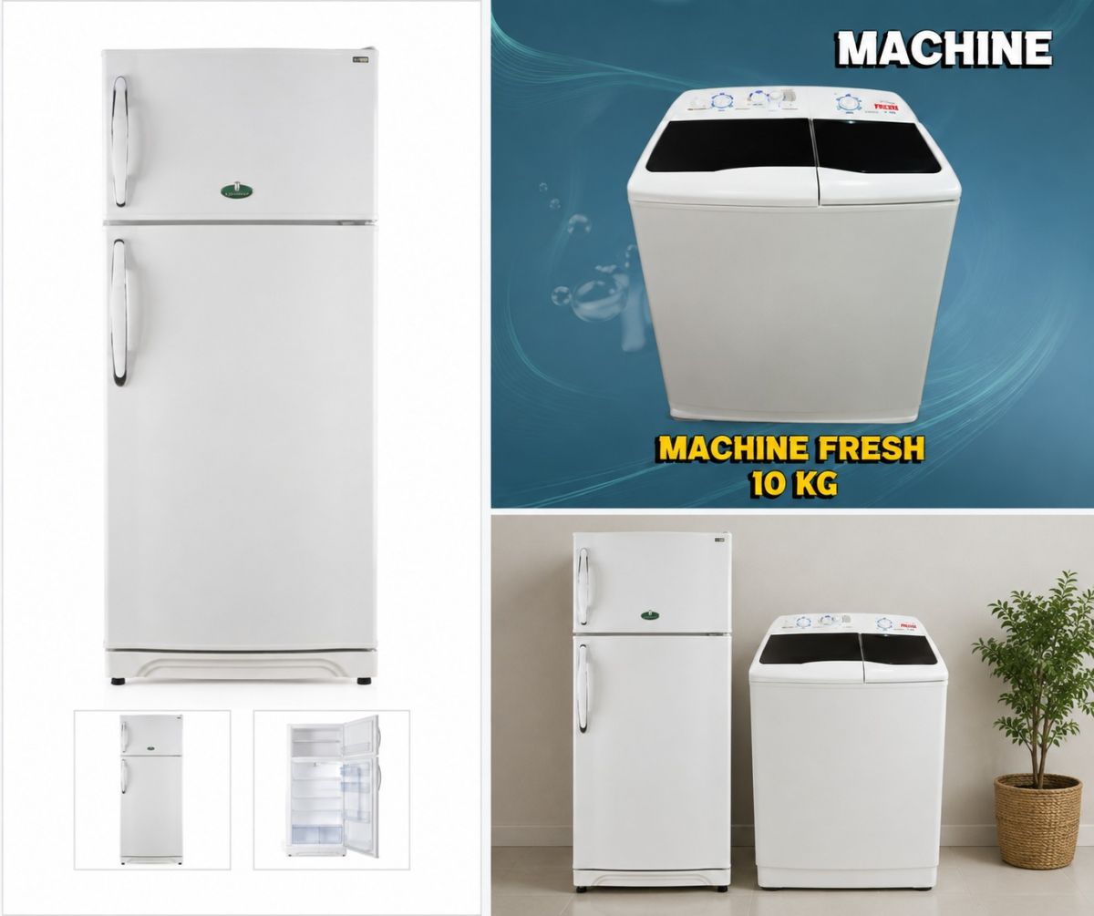 Réfrigérateur Kiriazi 460L et machine à laver Fresh 10kg neuves scellées