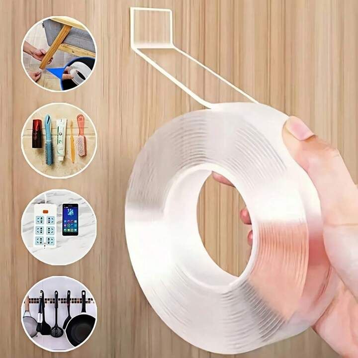 Ruban adhésif double face ultra-résistant sans perçage transparent